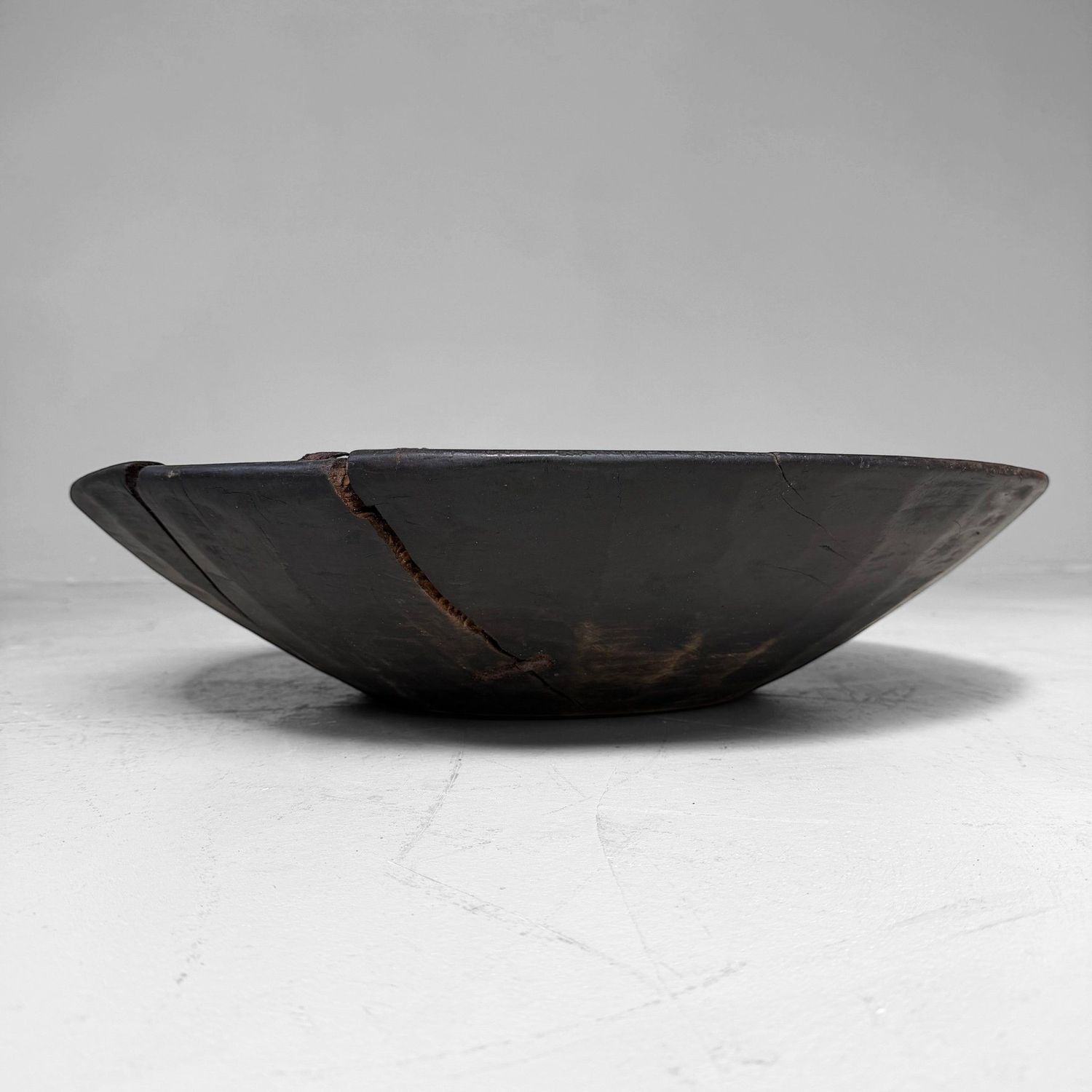 Antique Japanese Wooden Kibachi Bowl, 1900s