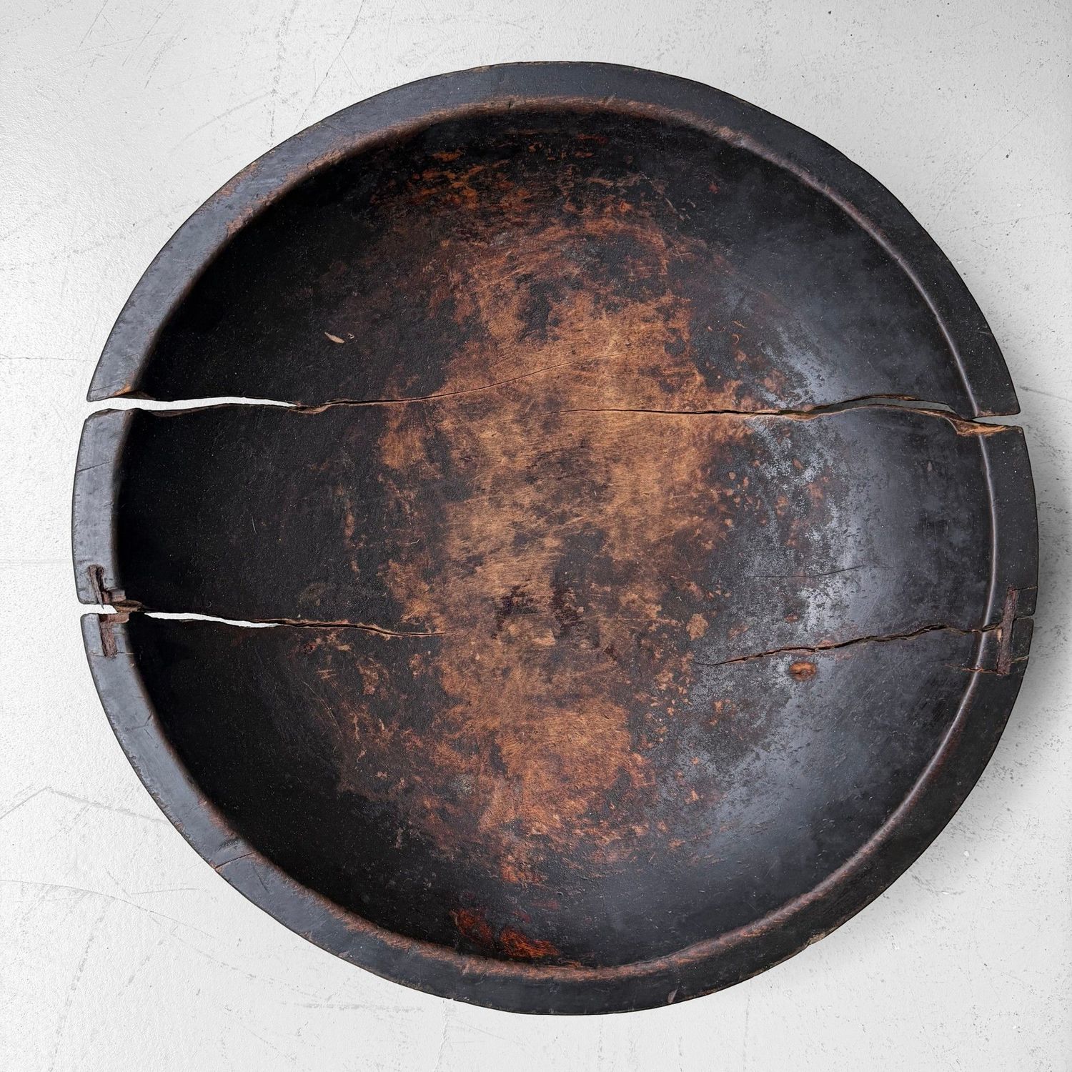 Antique Japanese Wooden Kibachi Bowl, 1900s