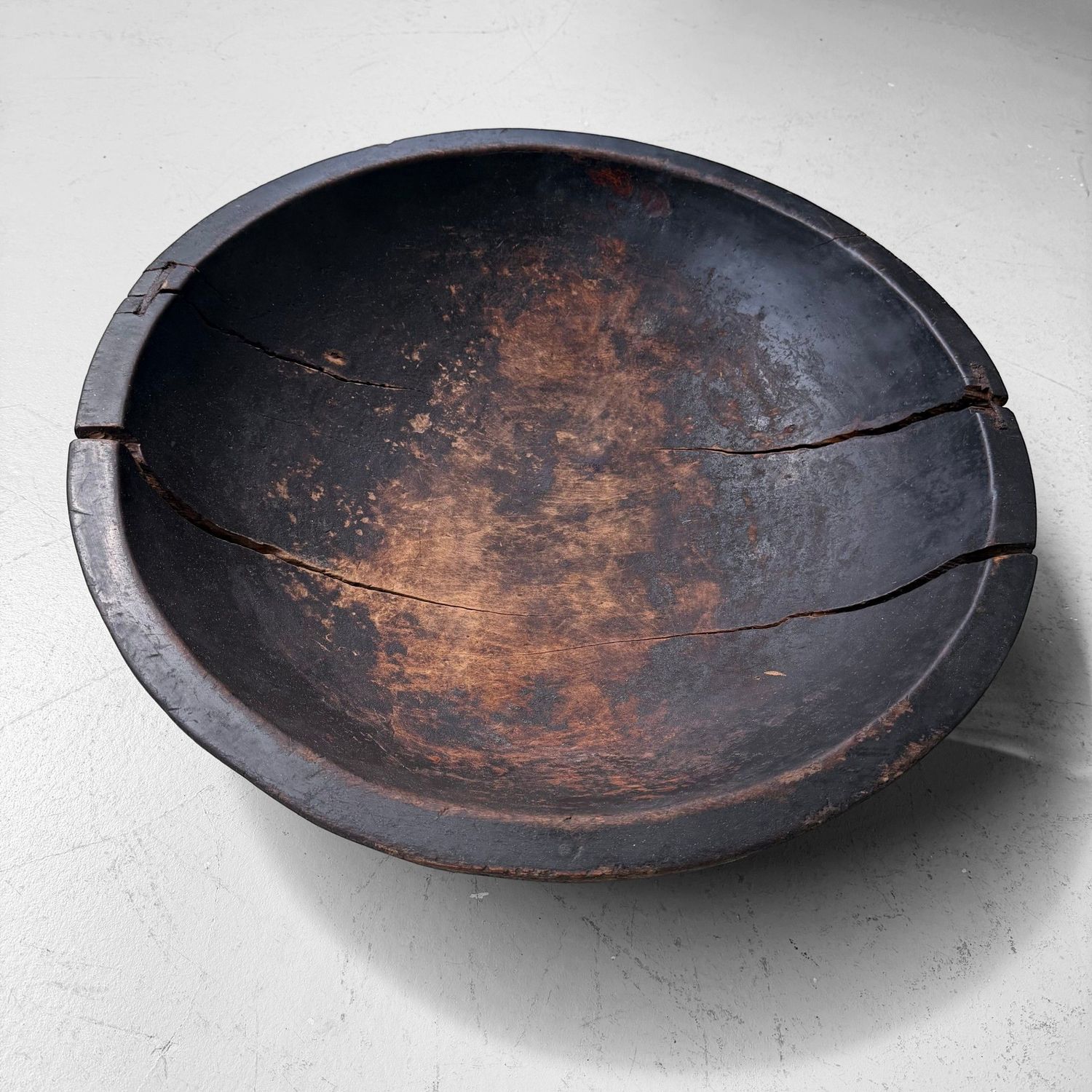 Antique Japanese Wooden Kibachi Bowl, 1900s