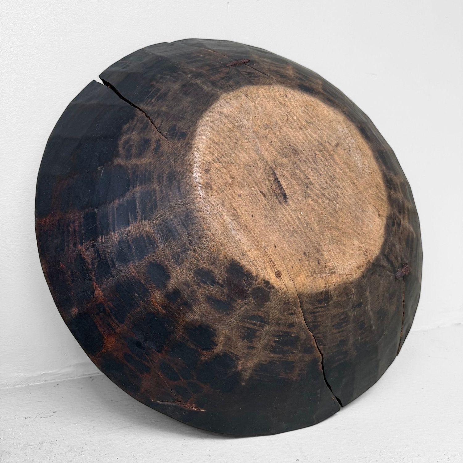 Antique Japanese Wooden Kibachi Bowl, 1900s