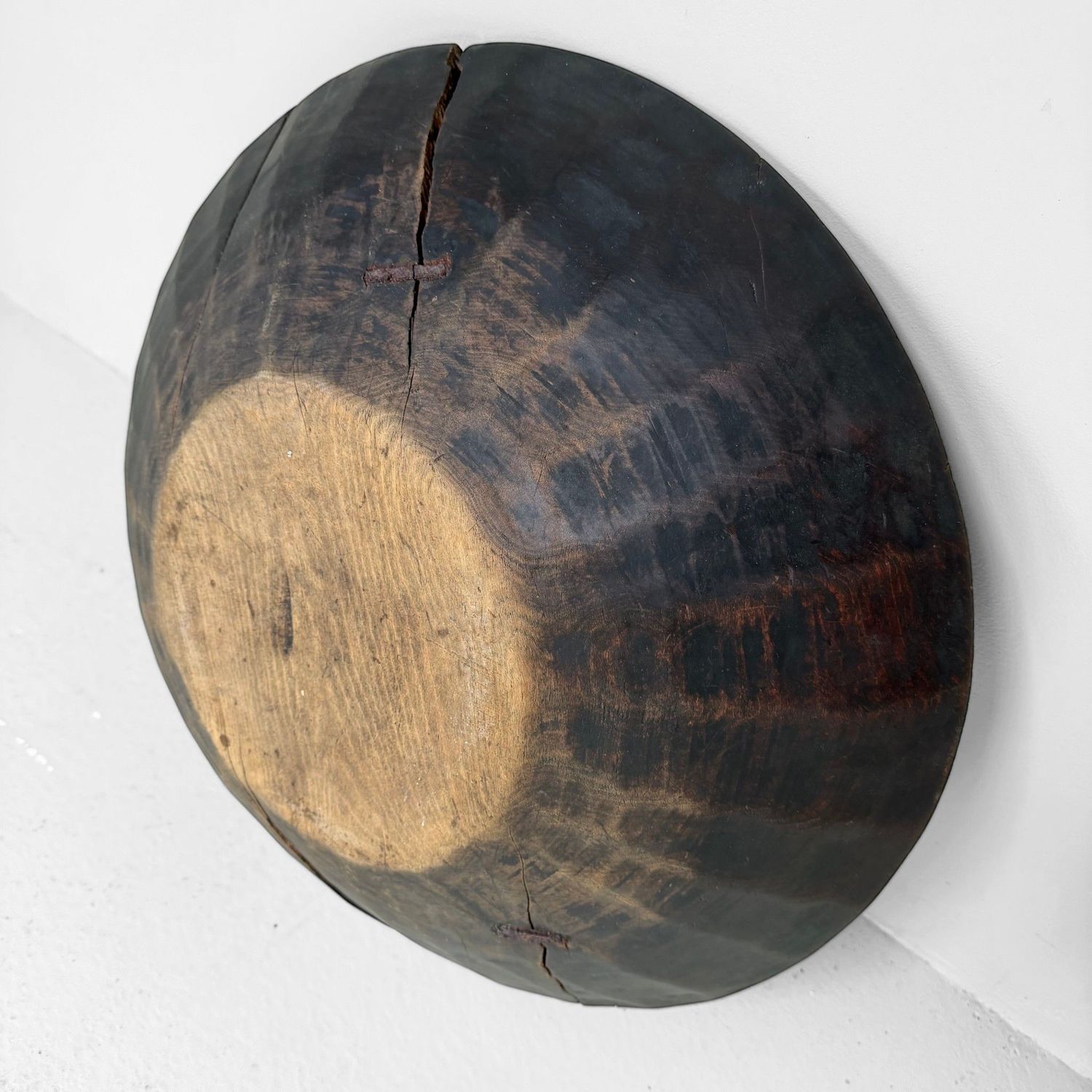 Antique Japanese Wooden Kibachi Bowl, 1900s