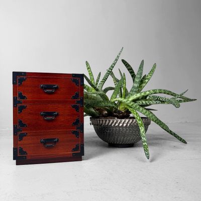 Vintage Japanese Mini-Tansu Cabinet with Three Drawers, 1980s