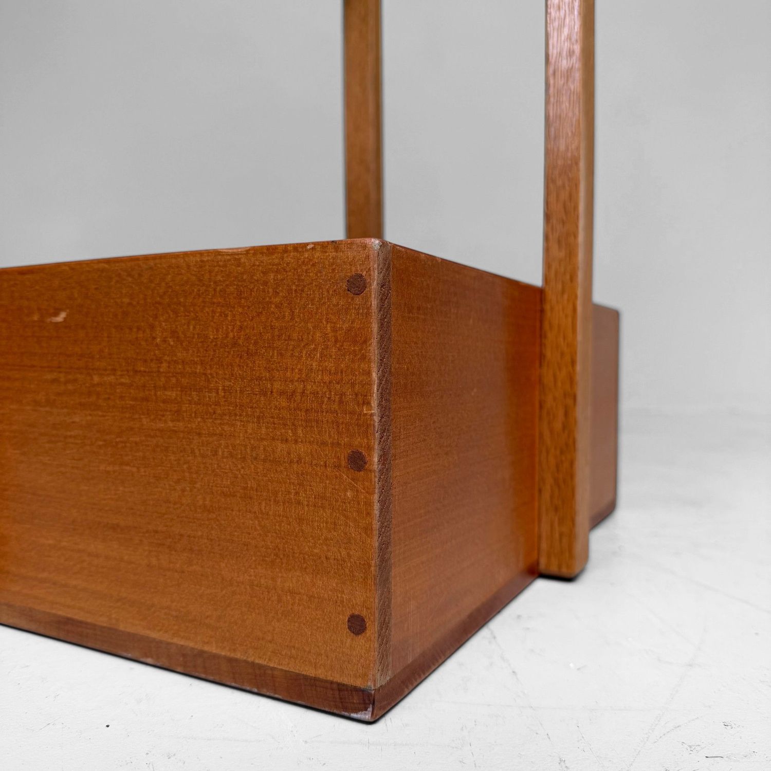 ​Vintage Japanse Houten Chiritori / Stofblik met Koperen Rand, 1960s