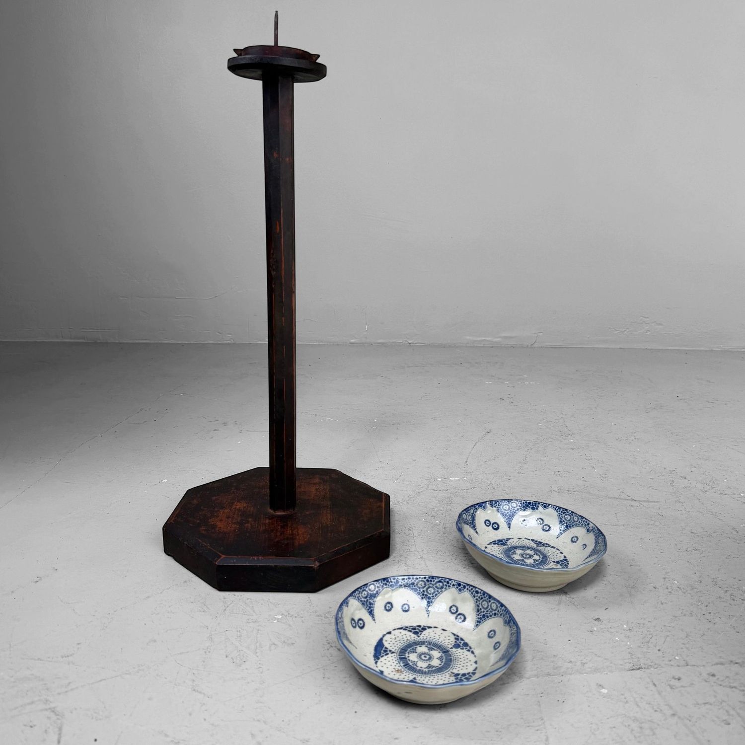 Antique Japanese Wooden Shokudai Candle Stand, c. 1870