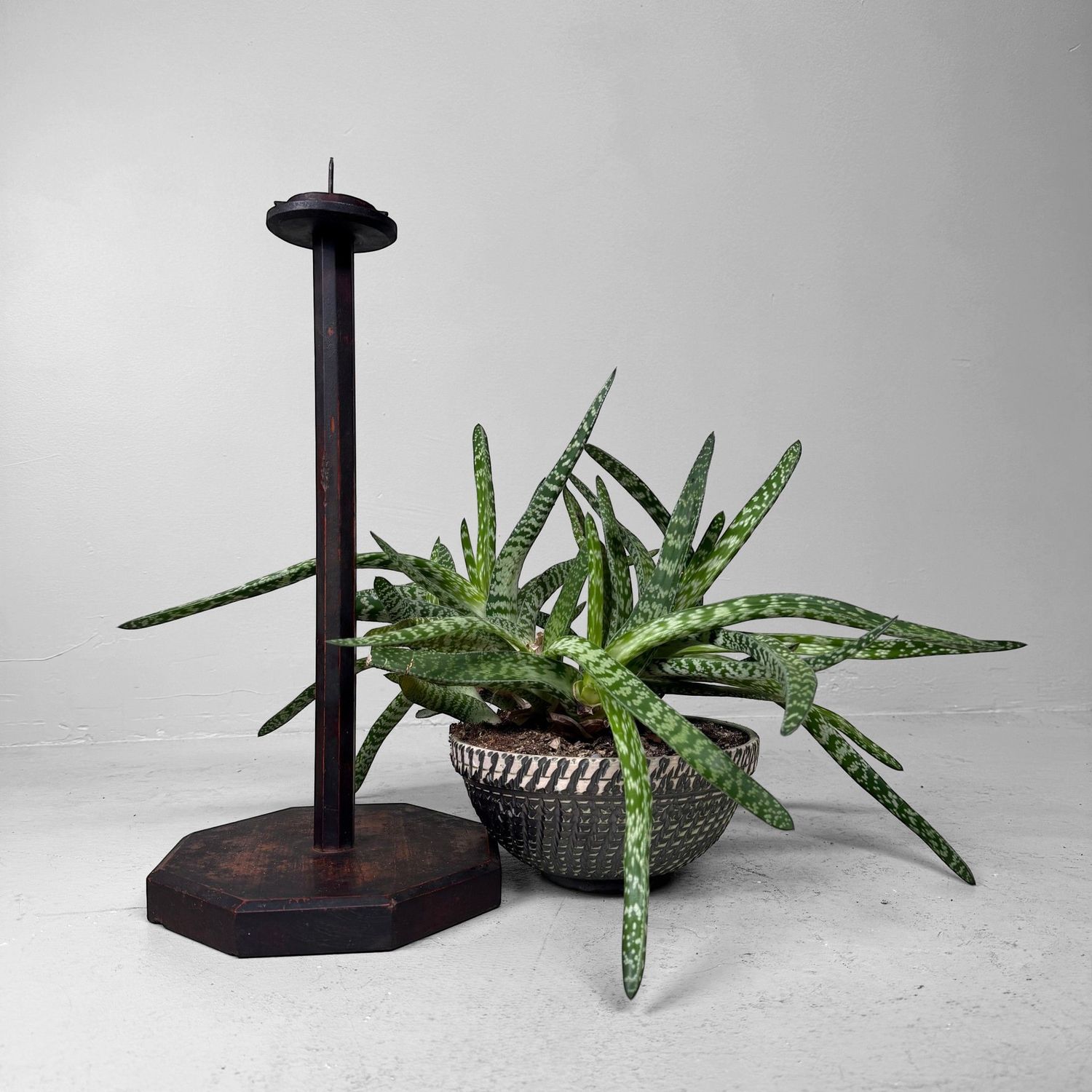 Antique Japanese Wooden Shokudai Candle Stand, c. 1870