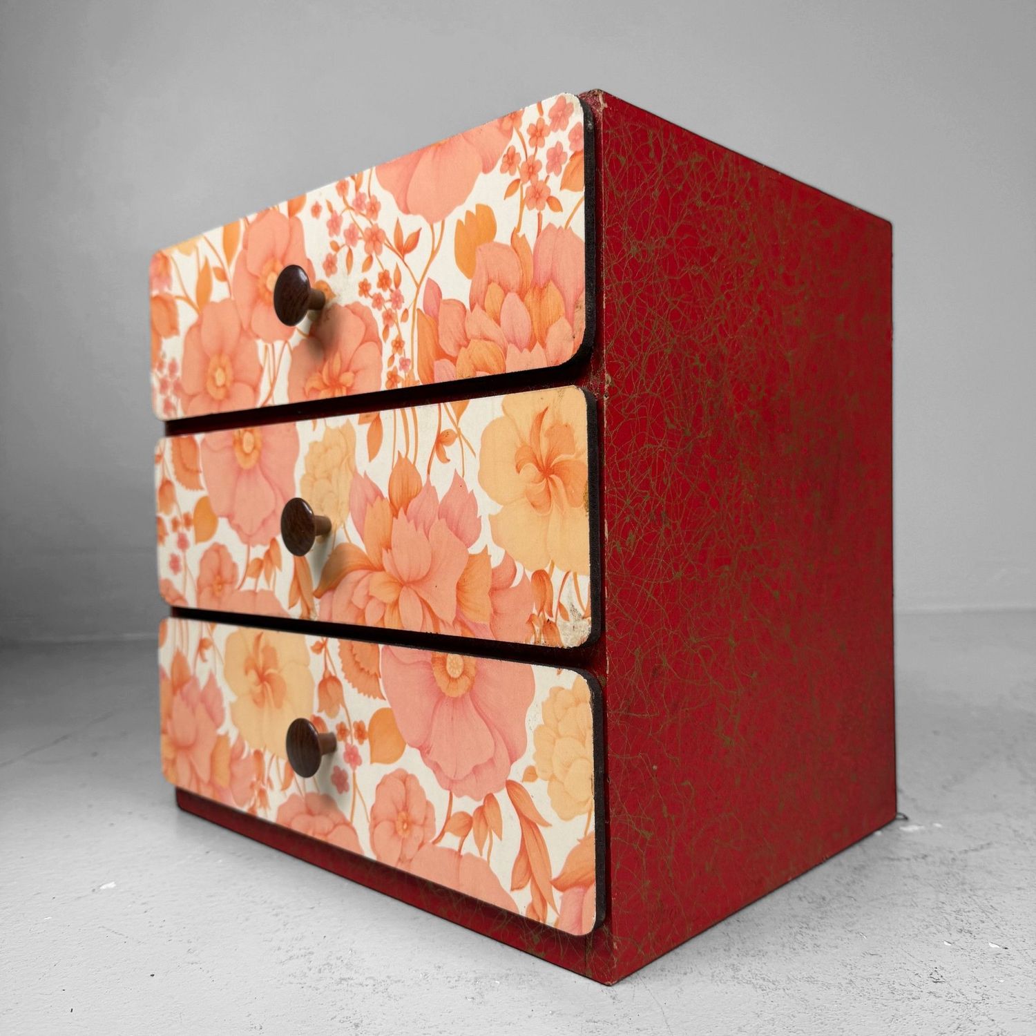 Vintage Japanese Drawer Cabinet with Floral Motif, 1970s