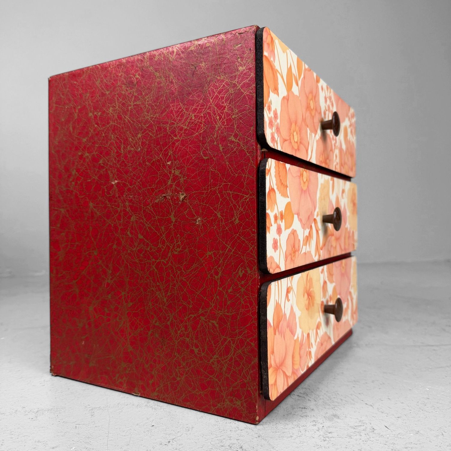 Vintage Japanese Drawer Cabinet with Floral Motif, 1970s