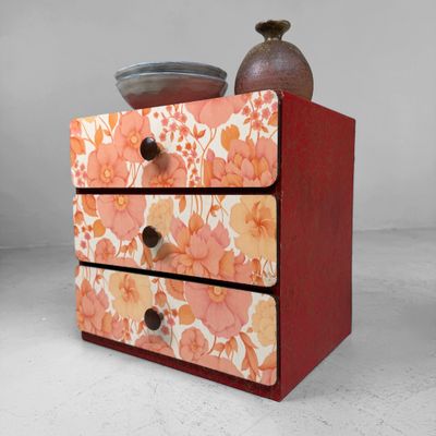 Vintage Japans Ladekastje met Bloemmotief, 1970s