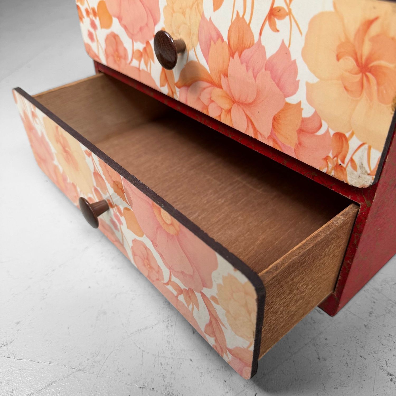 Vintage Japanese Drawer Cabinet with Floral Motif, 1970s
