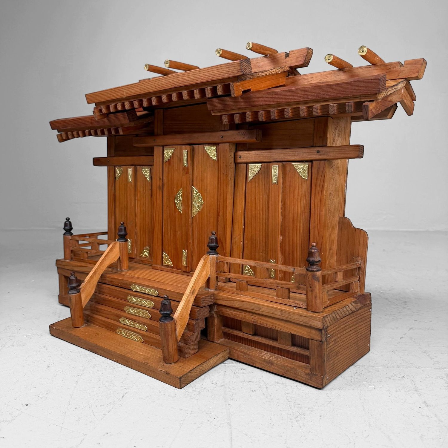 Japanse Kamidana Sanja-miya Thuisschrijn, Houten Tempel, 1980s