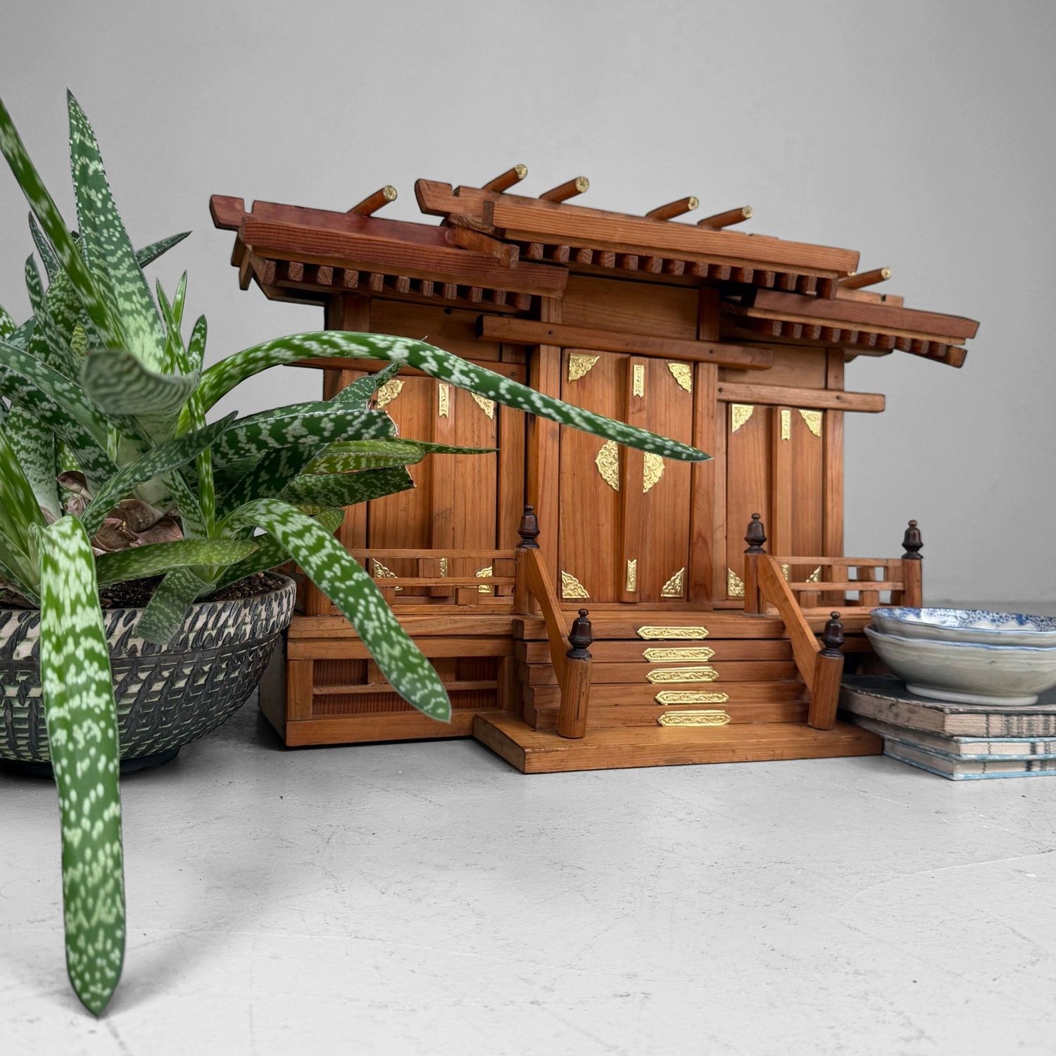 Japanse Kamidana Sanja-miya Thuisschrijn, Houten Tempel, 1980s