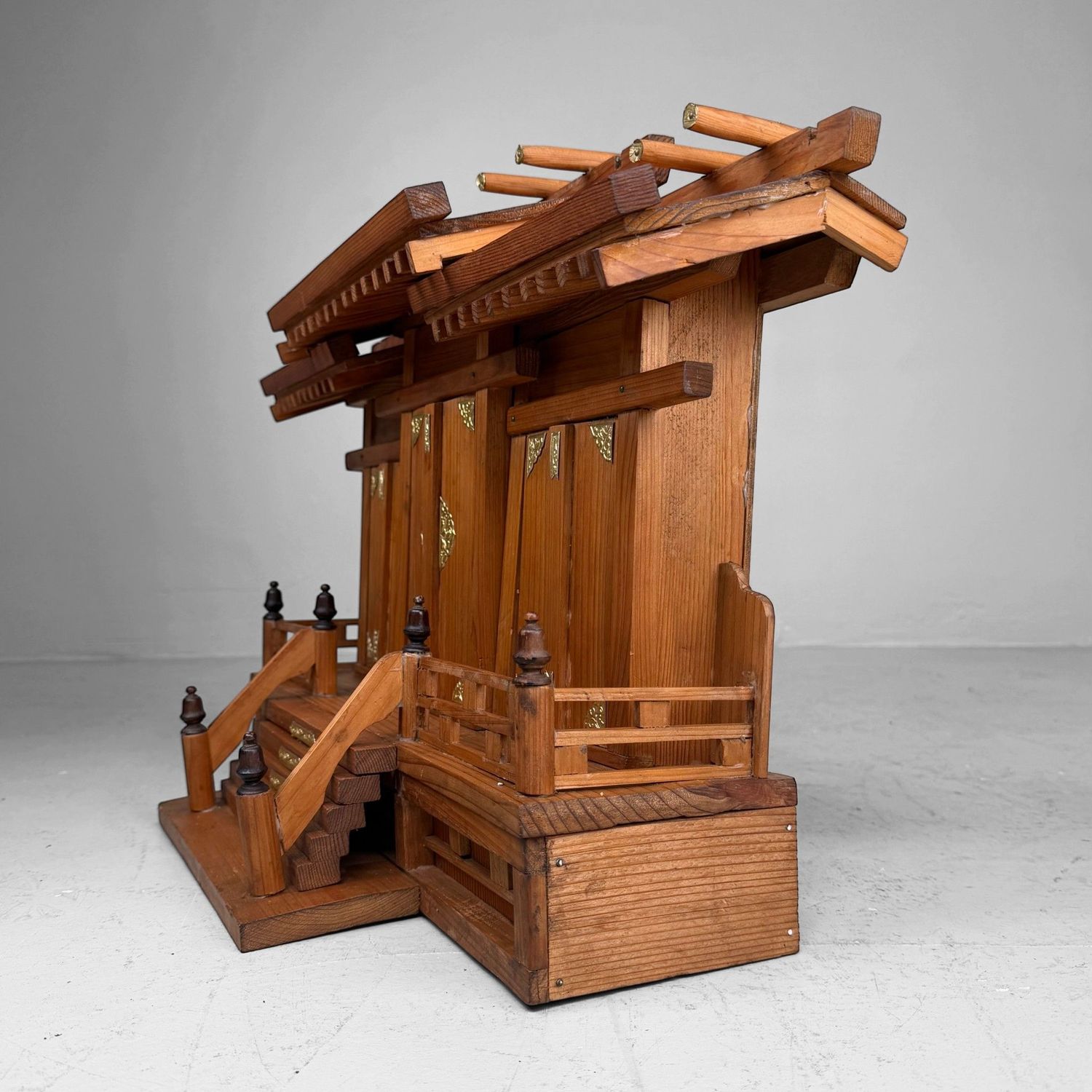 Japanse Kamidana Sanja-miya Thuisschrijn, Houten Tempel, 1980s