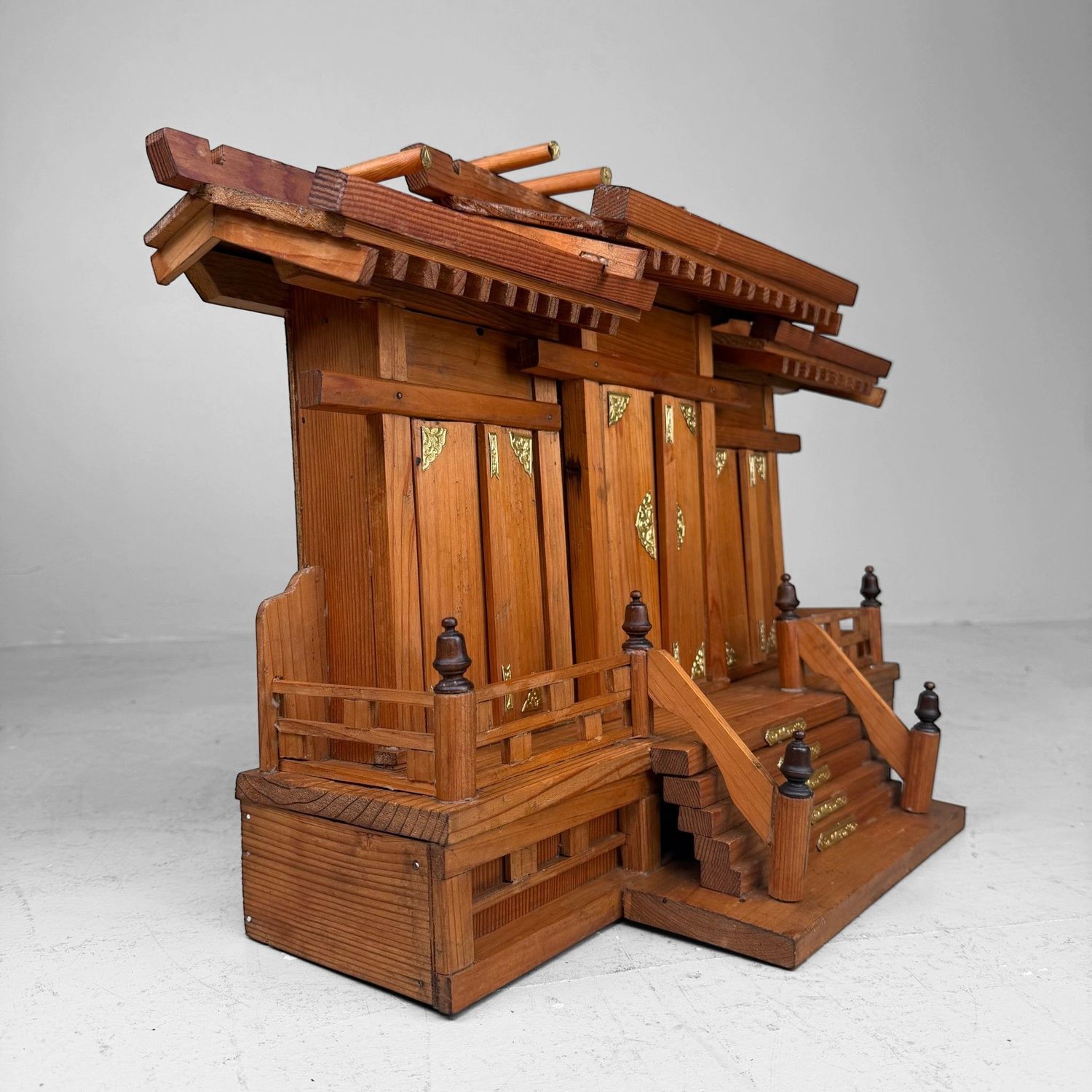 Japanse Kamidana Sanja-miya Thuisschrijn, Houten Tempel, 1980s