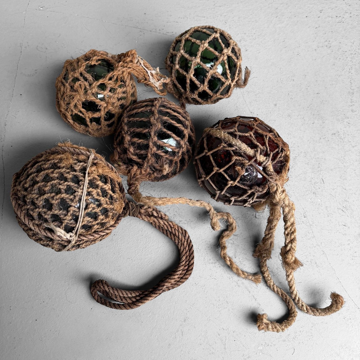 Set of Japanese Ukidama Glass Fishing Floats, 1950s