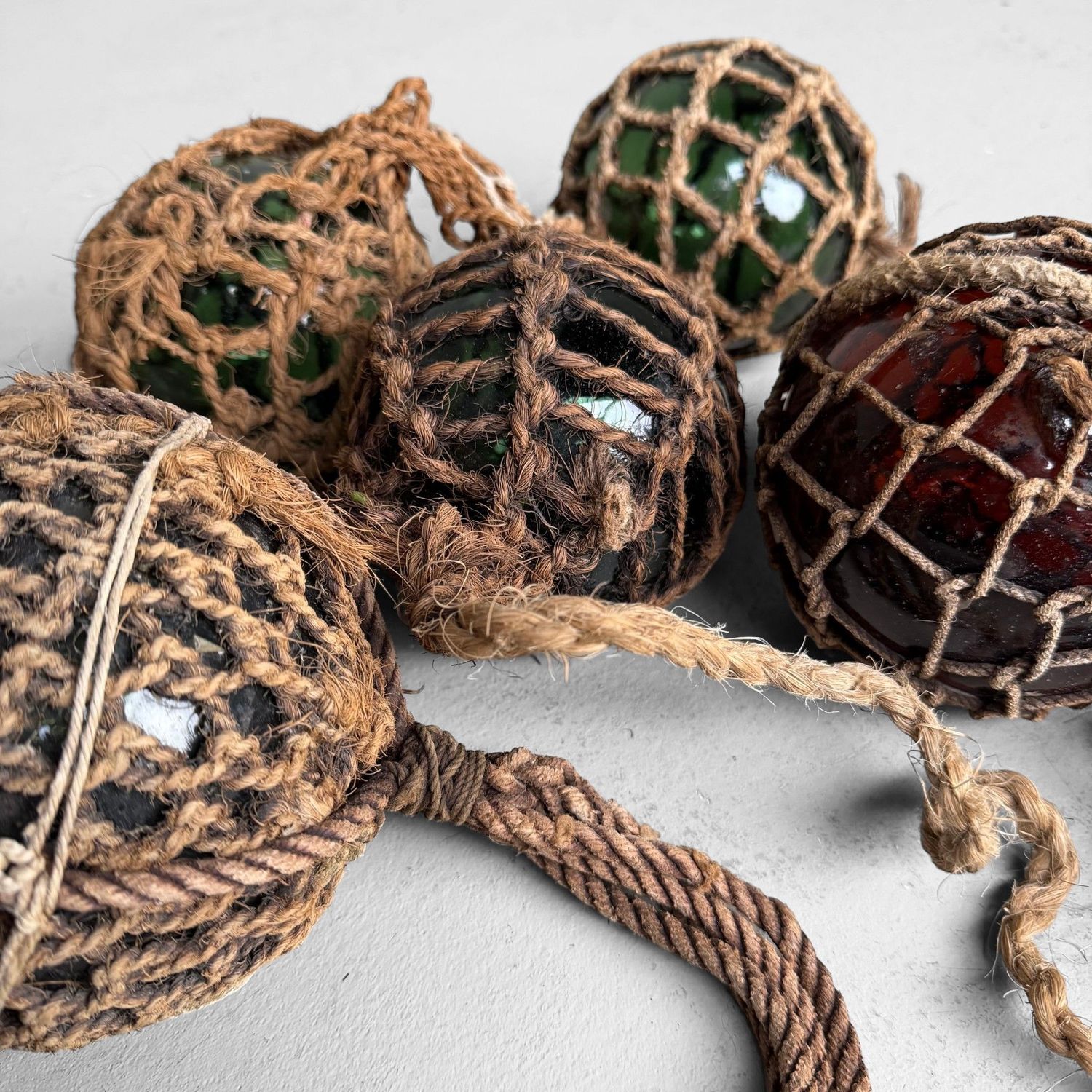 Set of Japanese Ukidama Glass Fishing Floats, 1950s