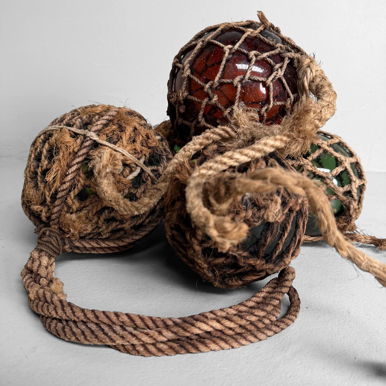 Set of Japanese Ukidama Glass Fishing Floats, 1950s