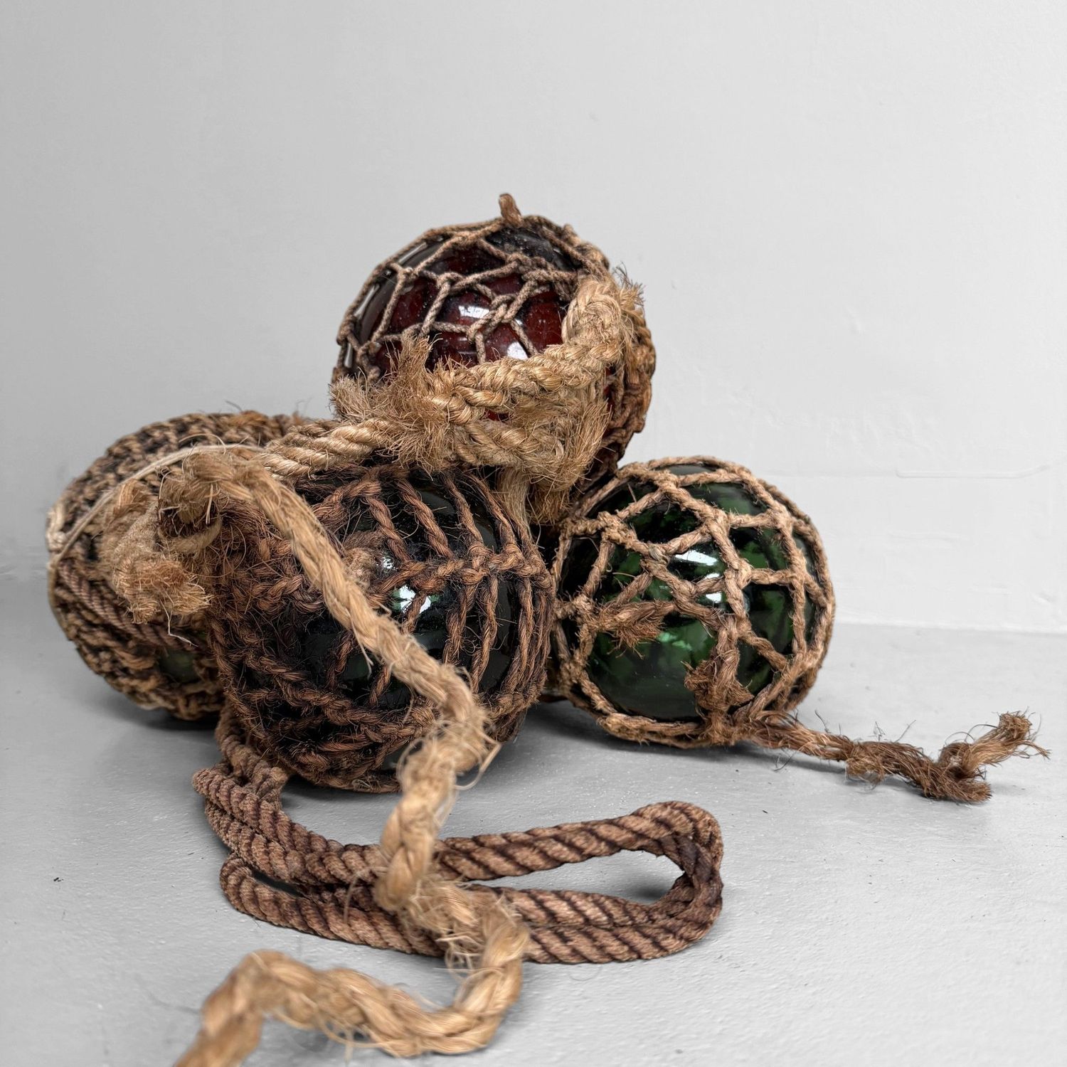 Set of Japanese Ukidama Glass Fishing Floats, 1950s