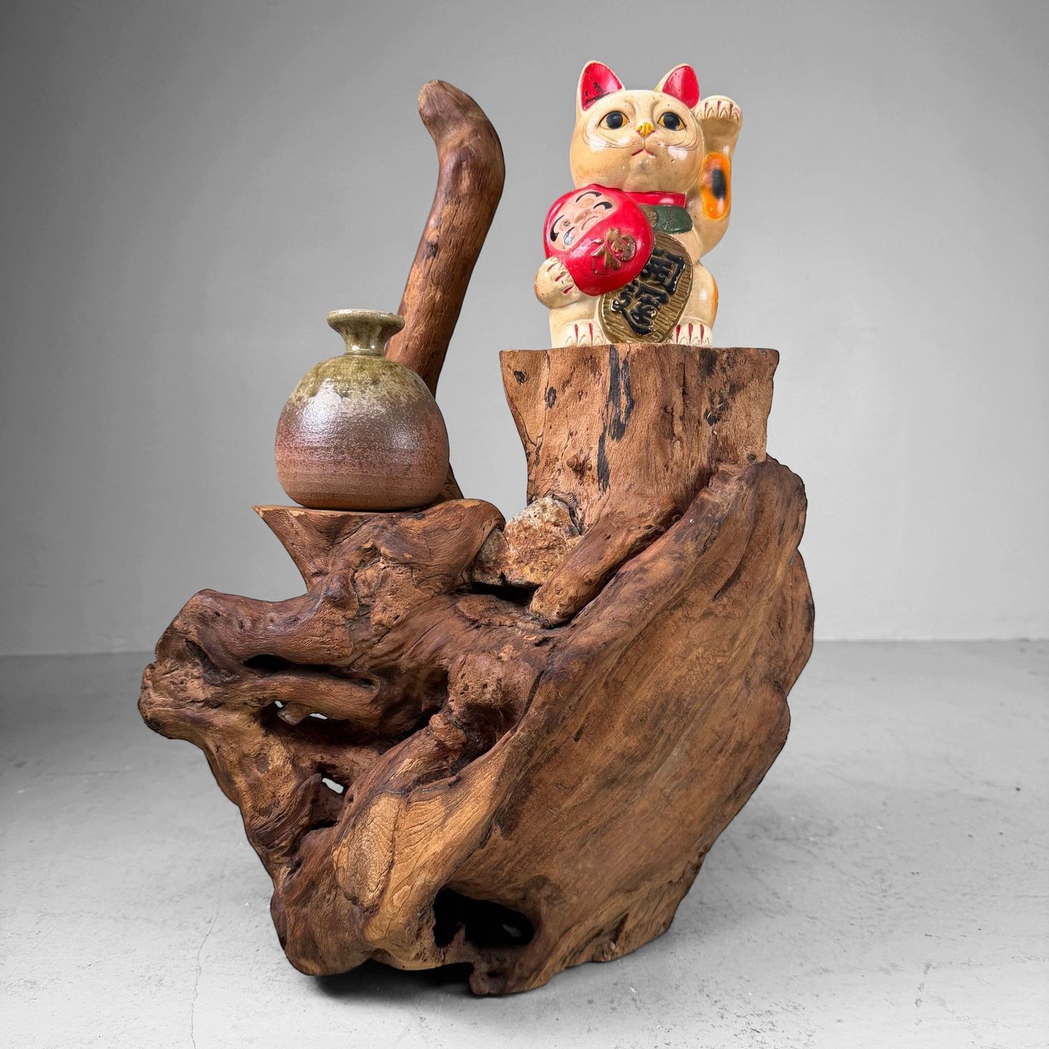 Japanese Koboku Root Wood Sculpture / Ikebana Object, 1960s