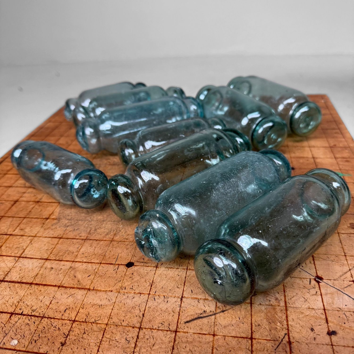 Set Antieke ​Japanse Garasu-Uki Glazen Visdrijvers, Hokkaido, 1930s