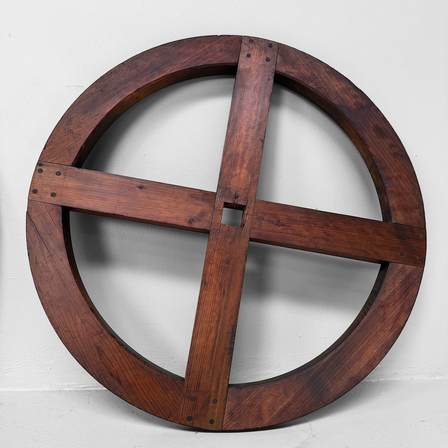 Japanese Wooden Itomaki Winding Wheel, Wooden Interior Object, 1900–1950