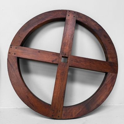 Japanese Wooden Itomaki Winding Wheel, Wooden Interior Object, 1900–1950