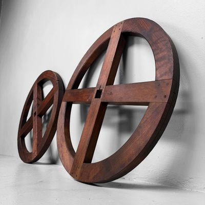 Japanese Wooden Itomaki Winding Wheel, Wooden Interior Object, 1900–1950