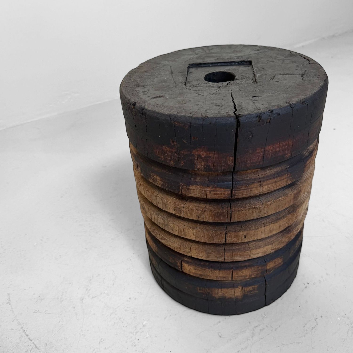 Japans Industrieel Katrolelement, Houten Interieurobject, 1930–1950