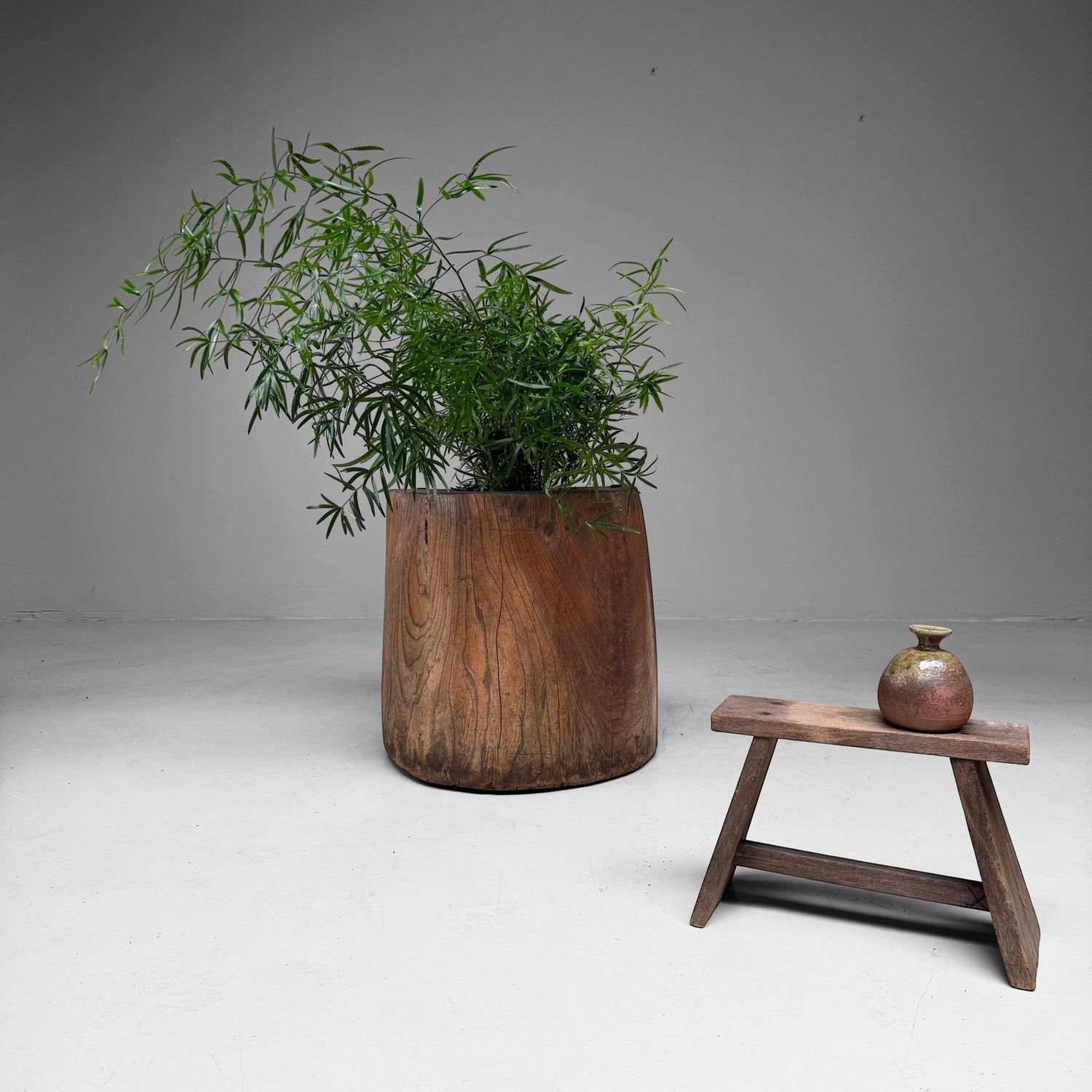 Japanese Wooden Usu Rice Mortar as Interior Object, c. 1920–1940