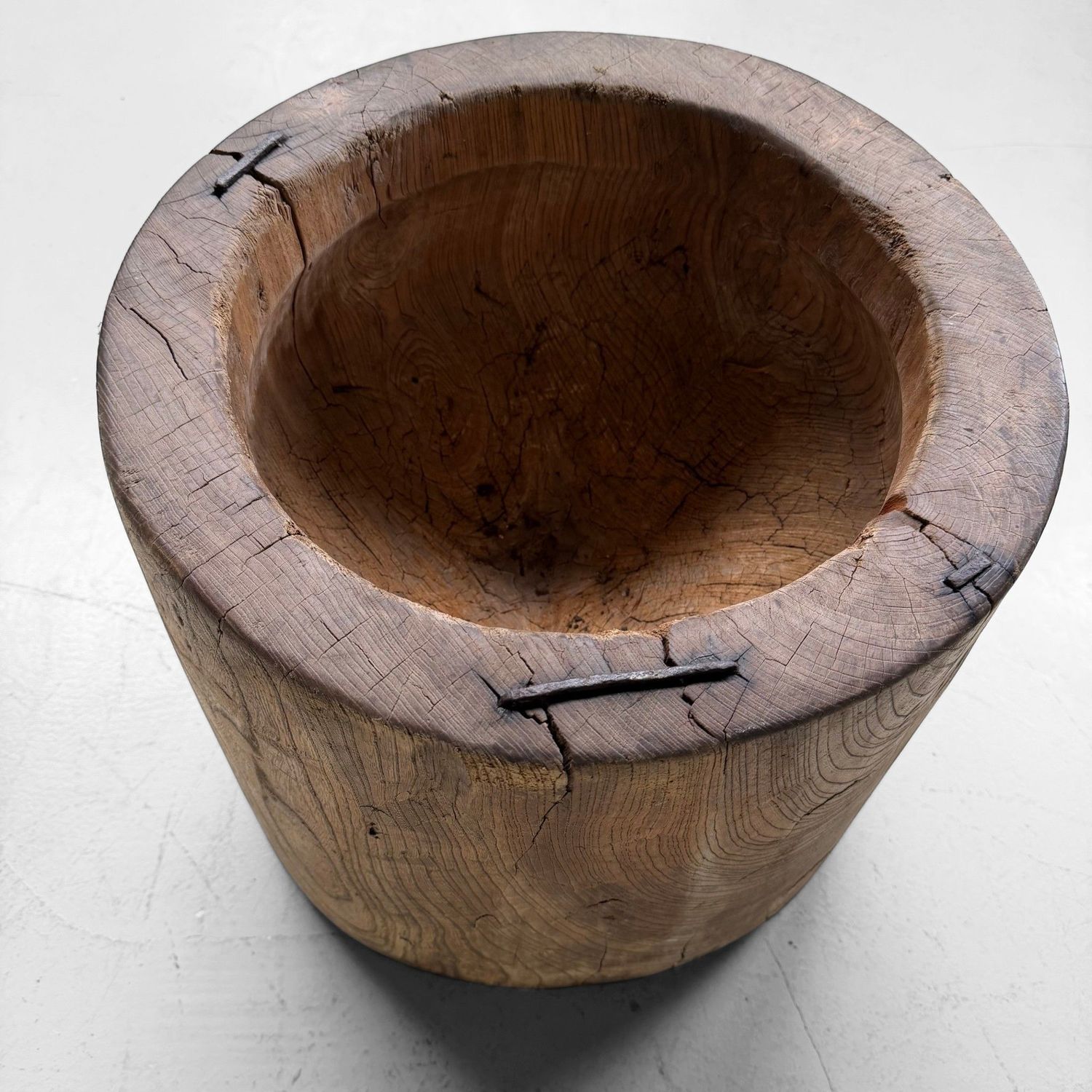 Japanse Houten Usu Rijstvijzel, Interieurobject, ca. 1920–1940.