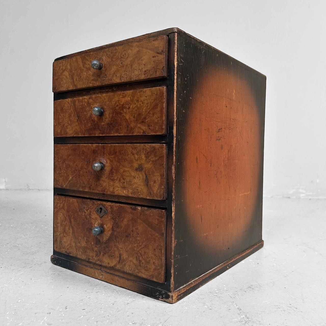 Vintage Japans Ladenkastje, Burl Wood, 1950s