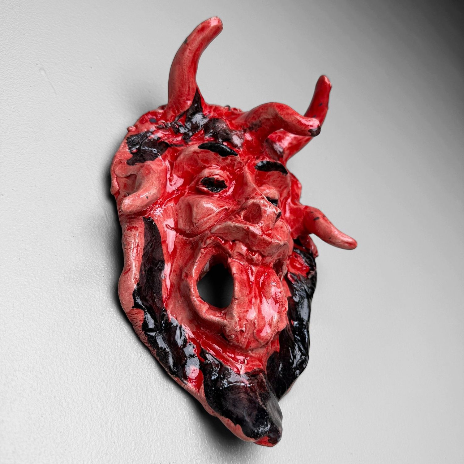 Red Ceramic Apotropaic Mask, Gennaro Condurso, Italy