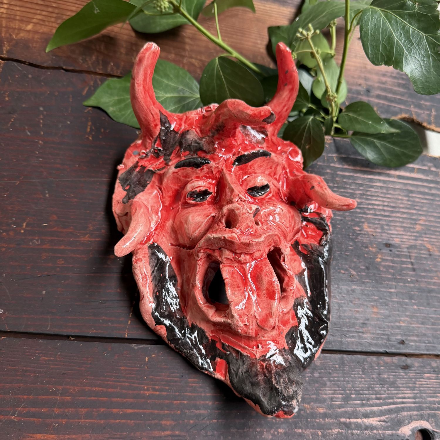 Rood Keramieken Apotropaïsch Masker, Gennaro Condurso, Italië