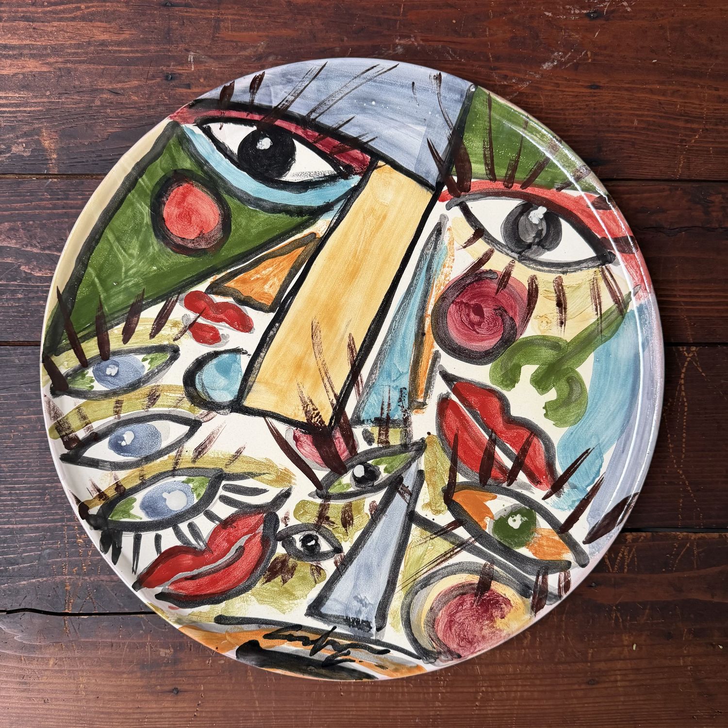 Unique Ceramic Wall Plate, Gennaro Condurso, Seminara, Italy Unique Ceramic Wall Plate, Gennaro Condurso, Seminara, Italy