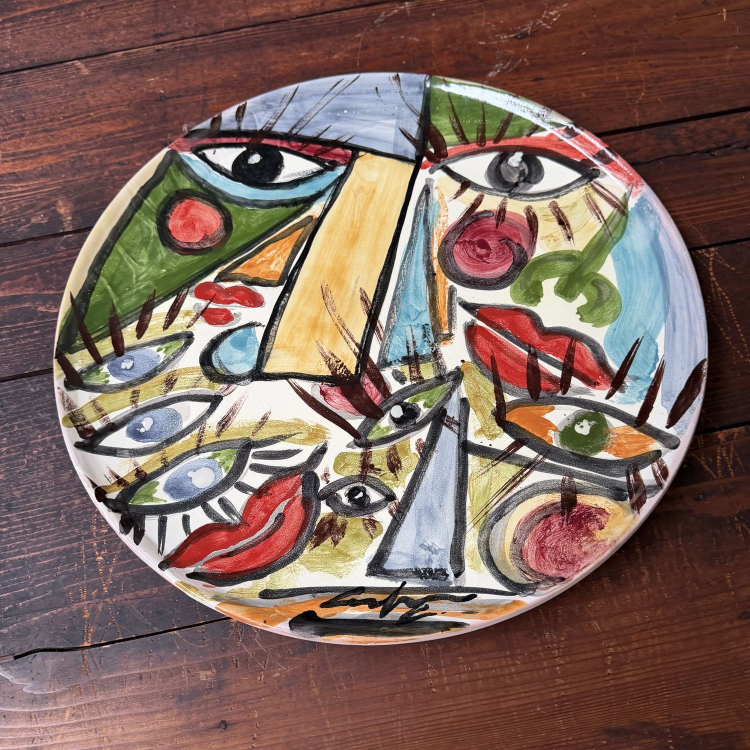 Unique Ceramic Wall Plate, Gennaro Condurso, Seminara, Italy Unique Ceramic Wall Plate, Gennaro Condurso, Seminara, Italy