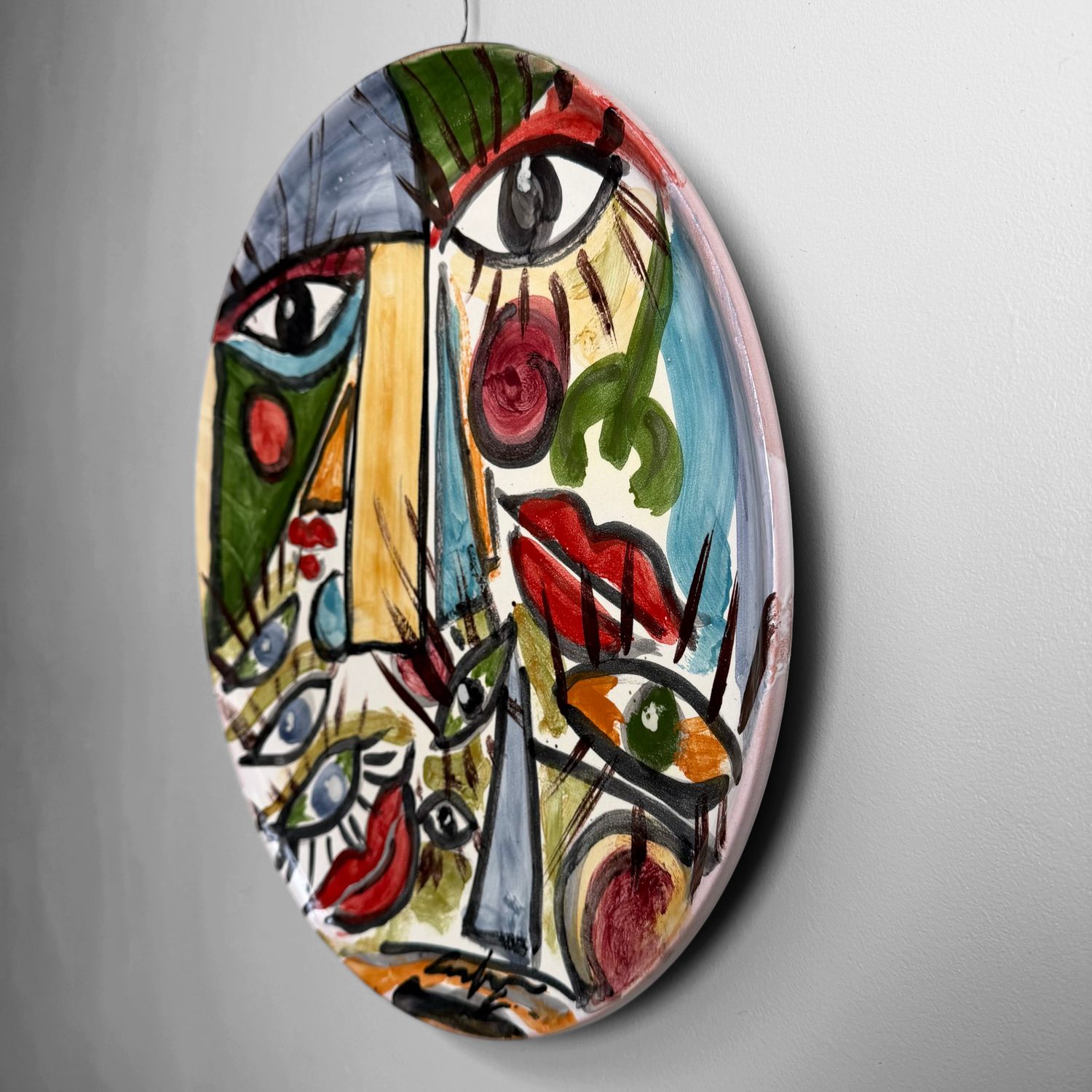 Unique Ceramic Wall Plate, Gennaro Condurso, Seminara, Italy Unique Ceramic Wall Plate, Gennaro Condurso, Seminara, Italy