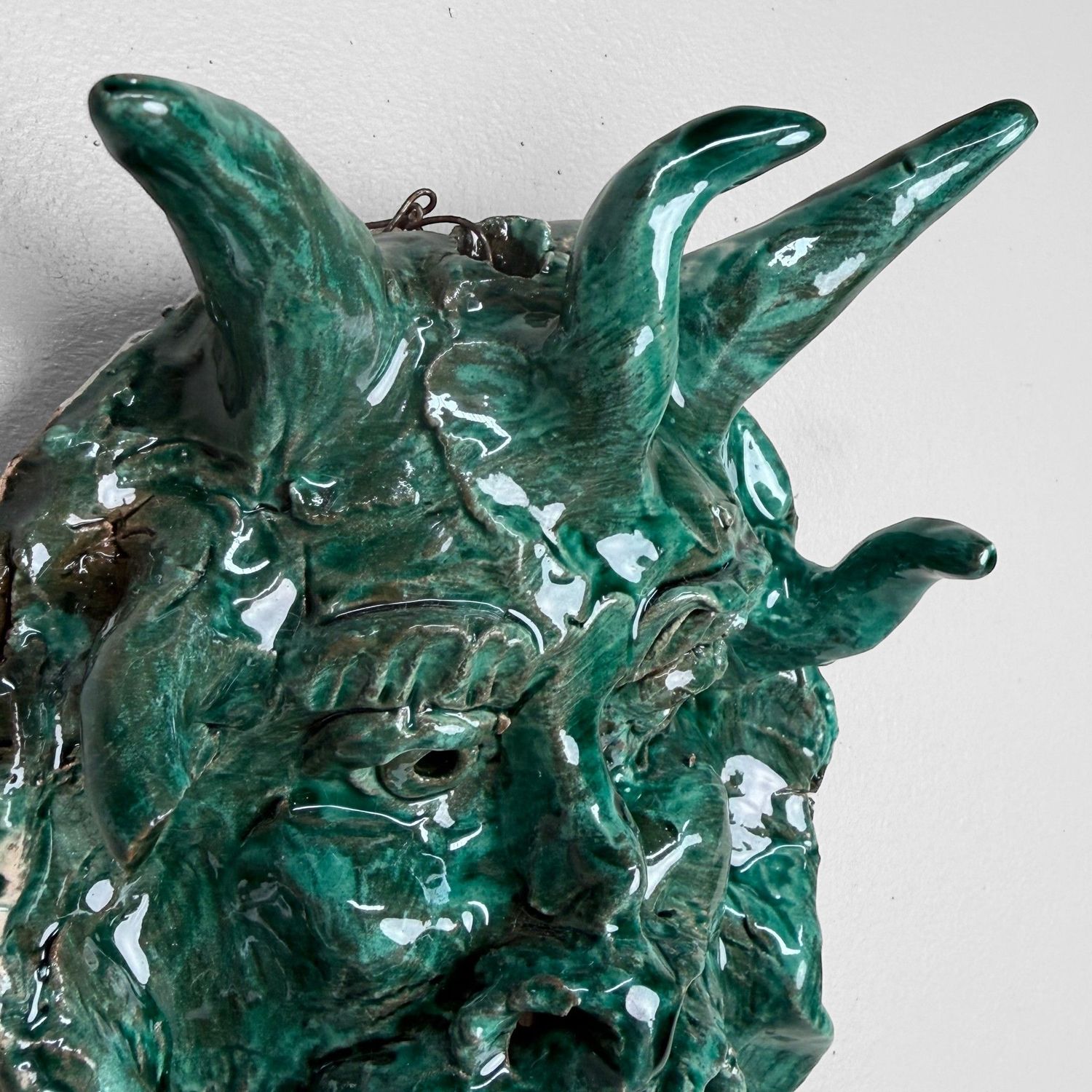 Groen Keramieken Apotropaïsch Masker, Gennaro Condurso, Italië