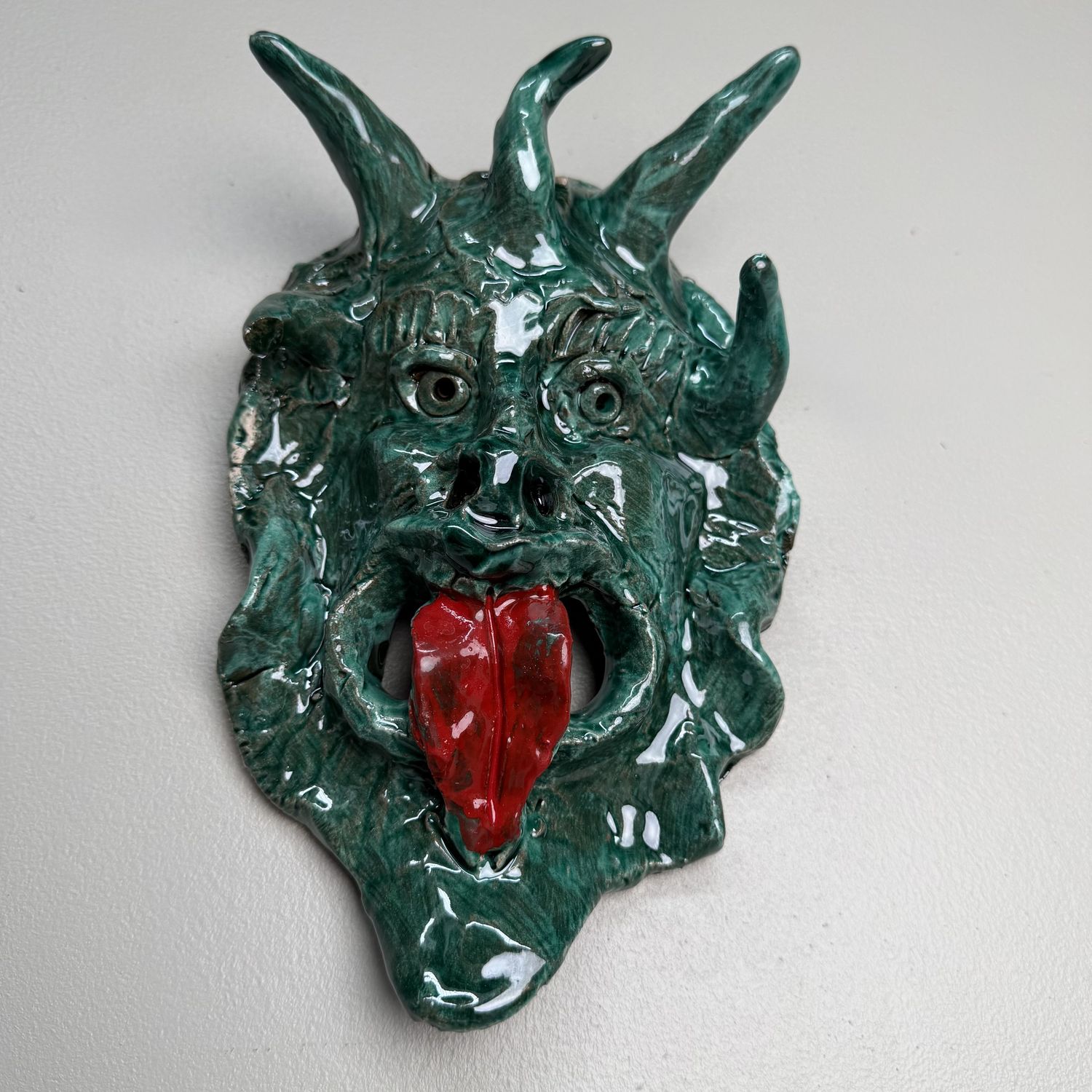 Groen Keramieken Apotropaïsch Masker, Gennaro Condurso, Italië