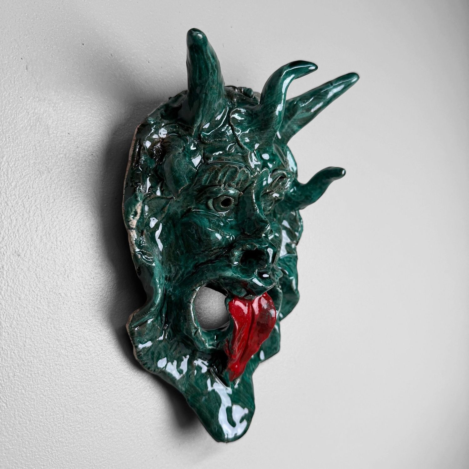 Groen Keramieken Apotropaïsch Masker, Gennaro Condurso, Italië