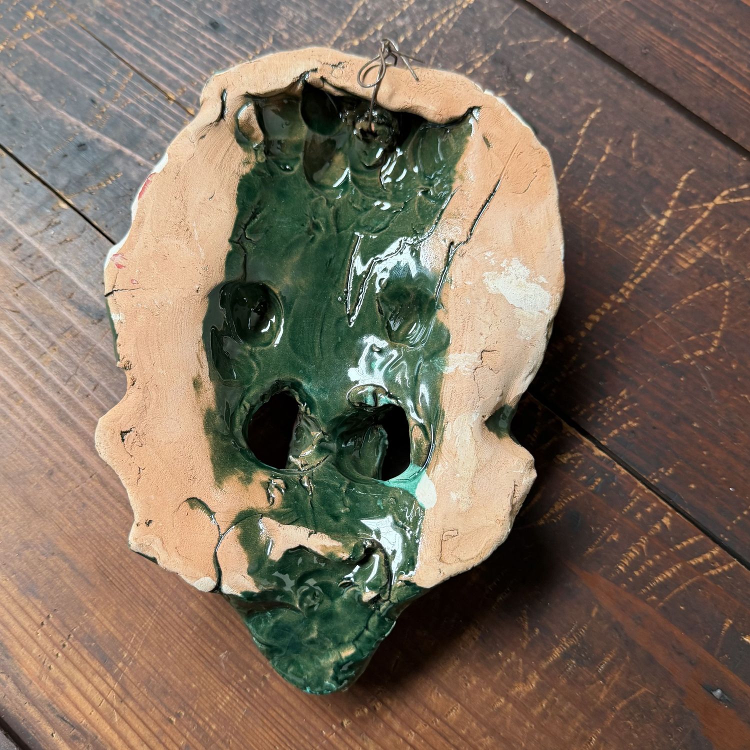 Groen Keramieken Apotropaïsch Masker, Gennaro Condurso, Italië