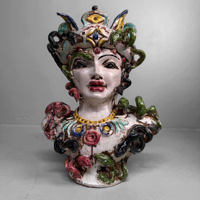 Anthropomorphic Ceramic Bust Vase, Gennaro Condurso, Seminara, Italy Anthropomorphic Ceramic Bust Vase, Gennaro Condurso, Seminara, Italy