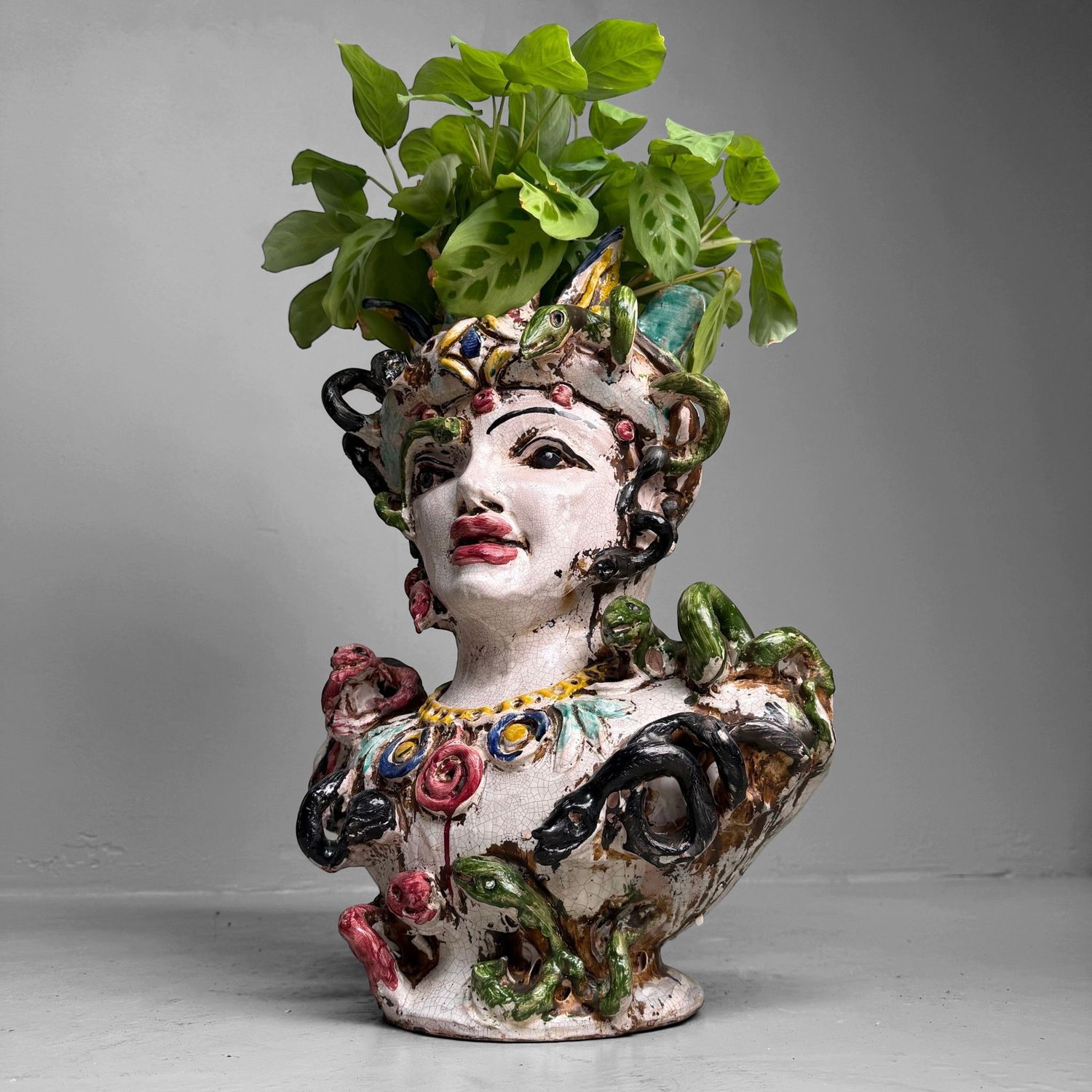 Anthropomorphic Ceramic Bust Vase, Gennaro Condurso, Seminara, Italy