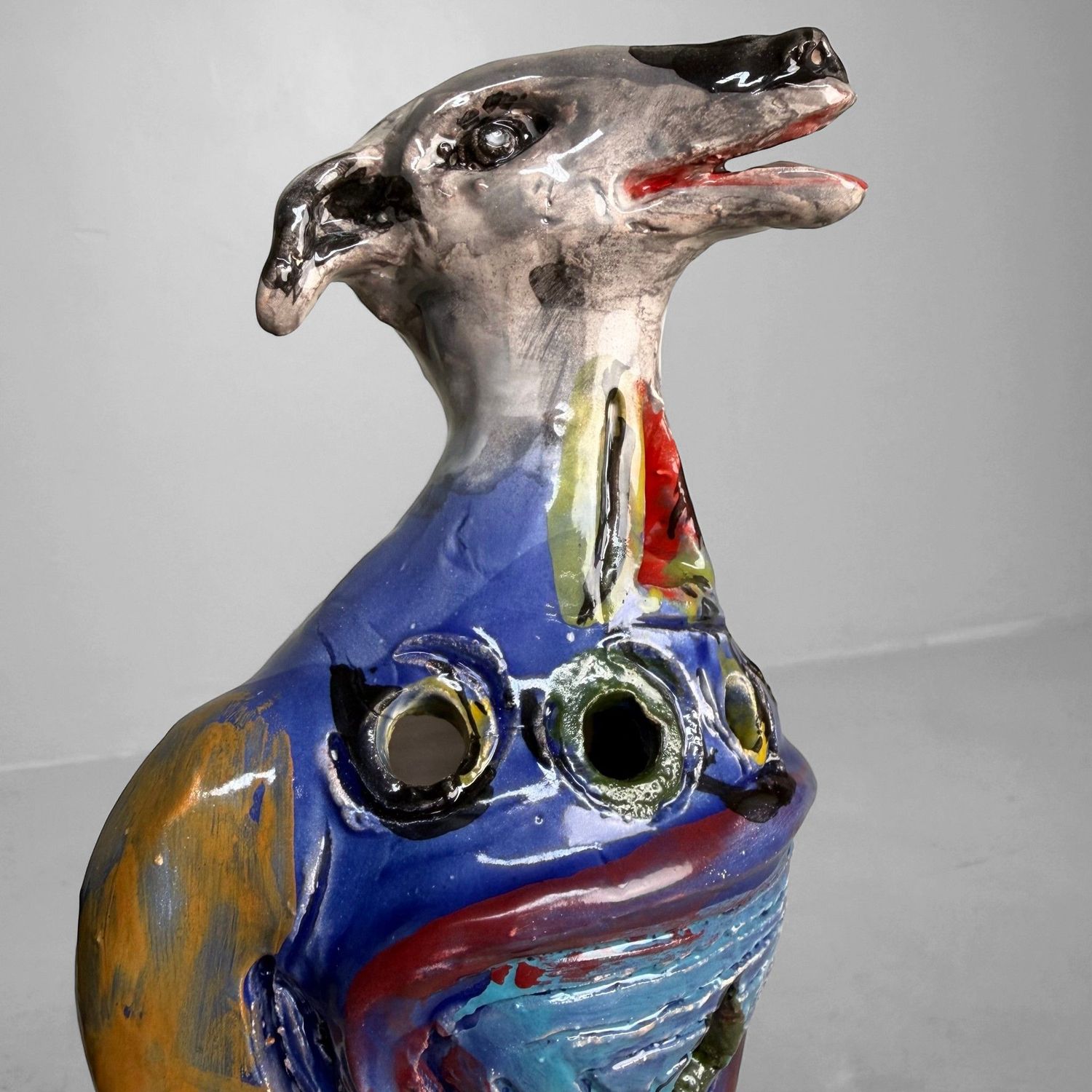 Sculptural Ceramic Mythical Jackal, Gennaro Condurso, Italy