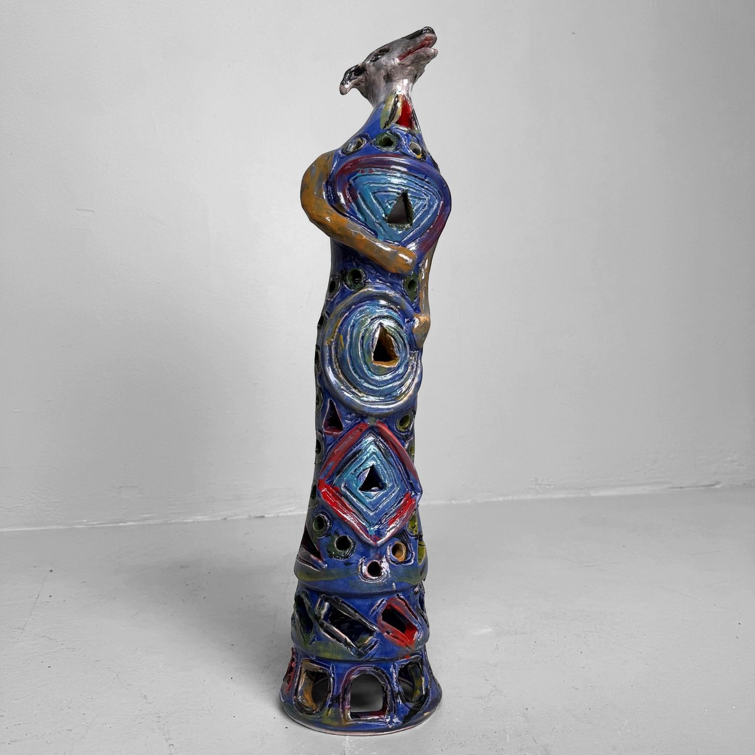 Sculptural Ceramic Mythical Jackal, Gennaro Condurso, Italy