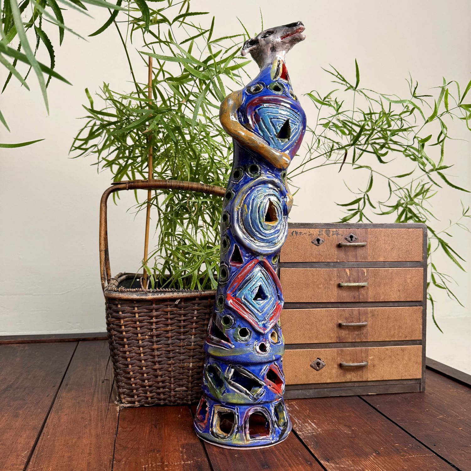 Sculptural Ceramic Mythical Jackal, Gennaro Condurso, Italy