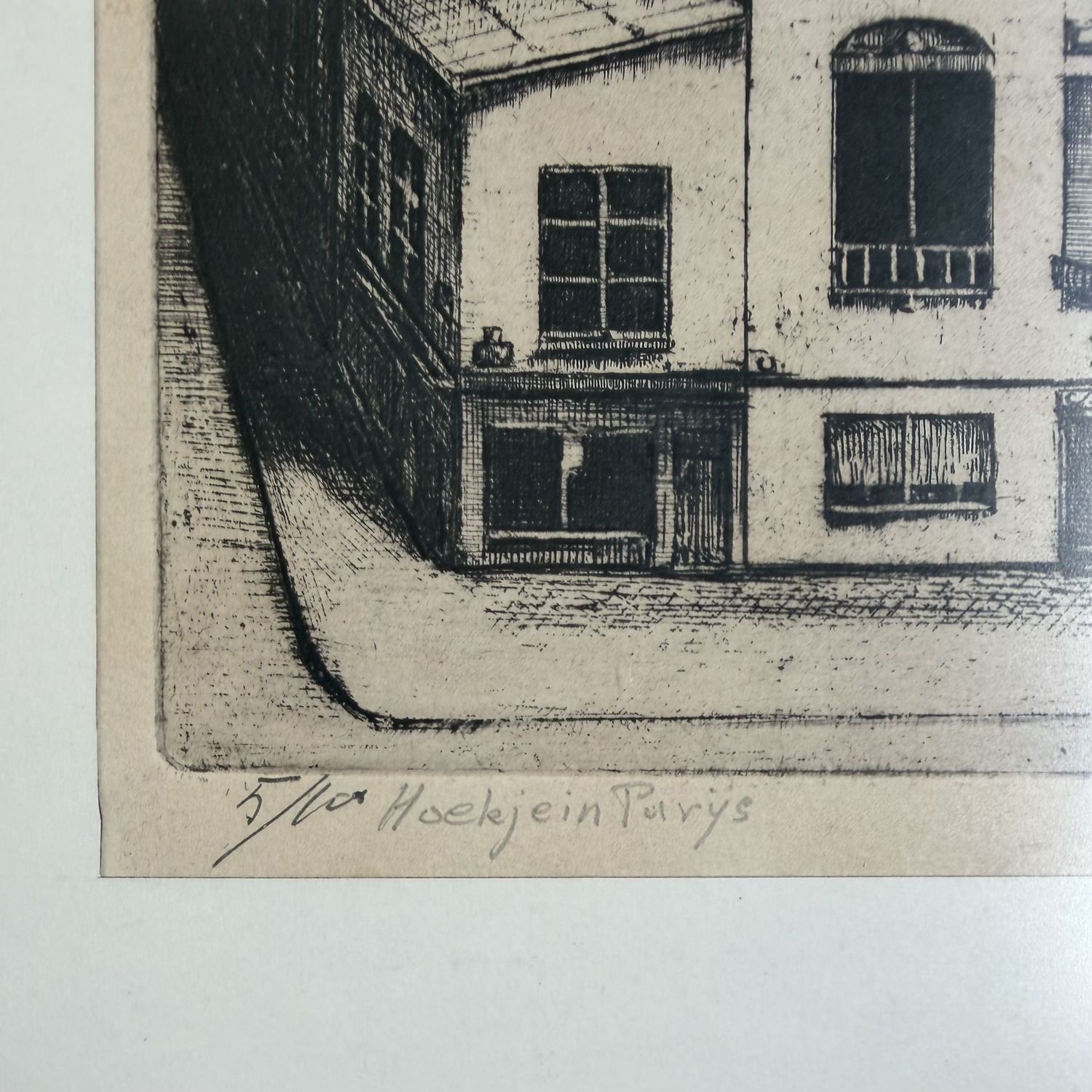 Framed Etching “Hoekje in Parijs”, Caeyers M., 1965