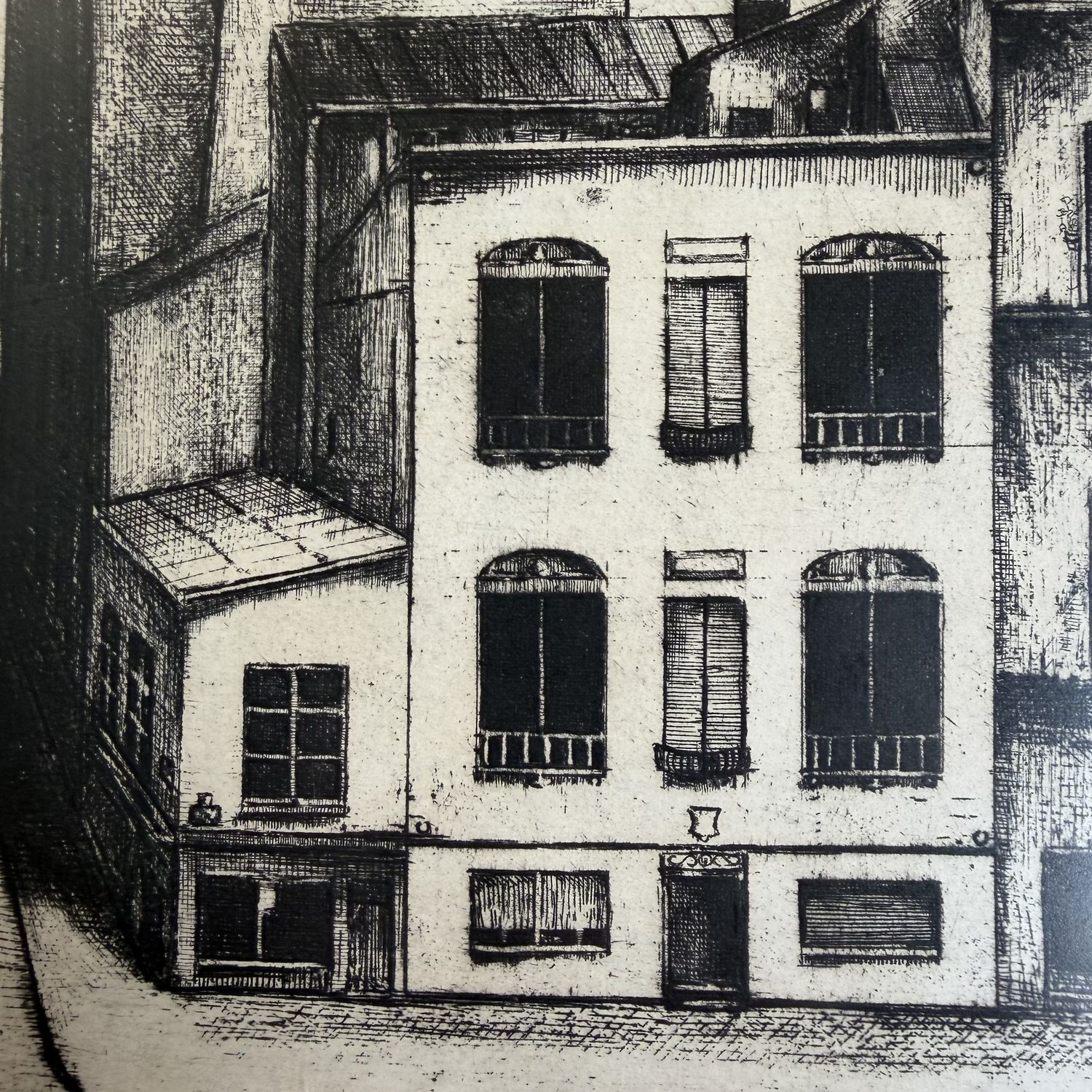 Framed Etching “Hoekje in Parijs”, Caeyers M., 1965