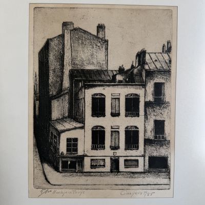 Framed Etching “Hoekje in Parijs”, Caeyers M., 1965
