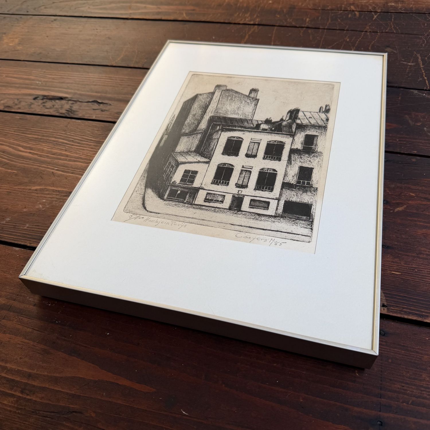 Framed Etching “Hoekje in Parijs”, Caeyers M., 1965
