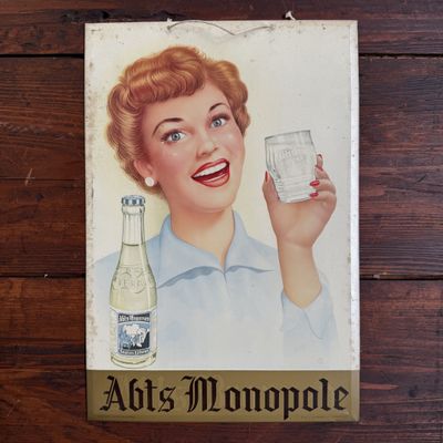Authentic Metal Advertising Sign Abts Monopole, Belgium, 1953