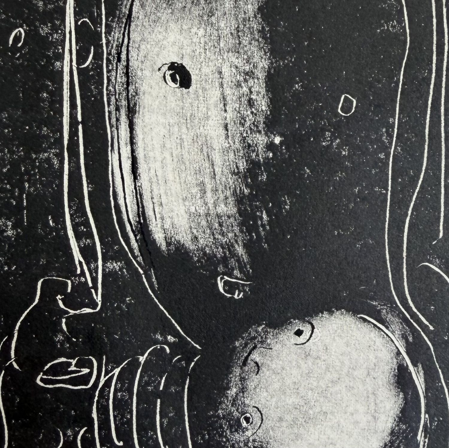 Originele Kleine Lithografie – Ouders met Kind, 1967
